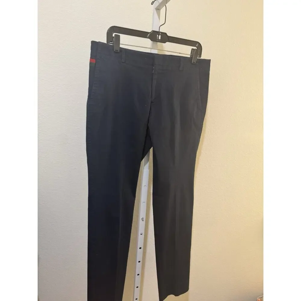Gucci Men Riding Pants Navy Blue Cotton Blend Size 50 R Italy Size 34 US ITALY